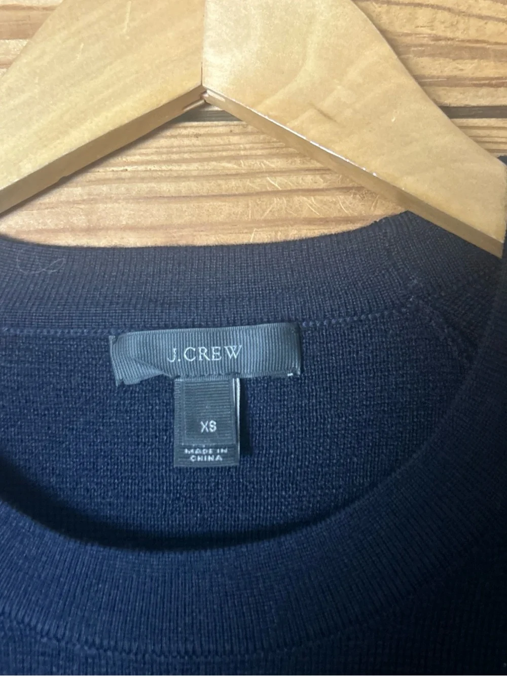 J. Crew navy Marino wool women’s sweater with leather pockets